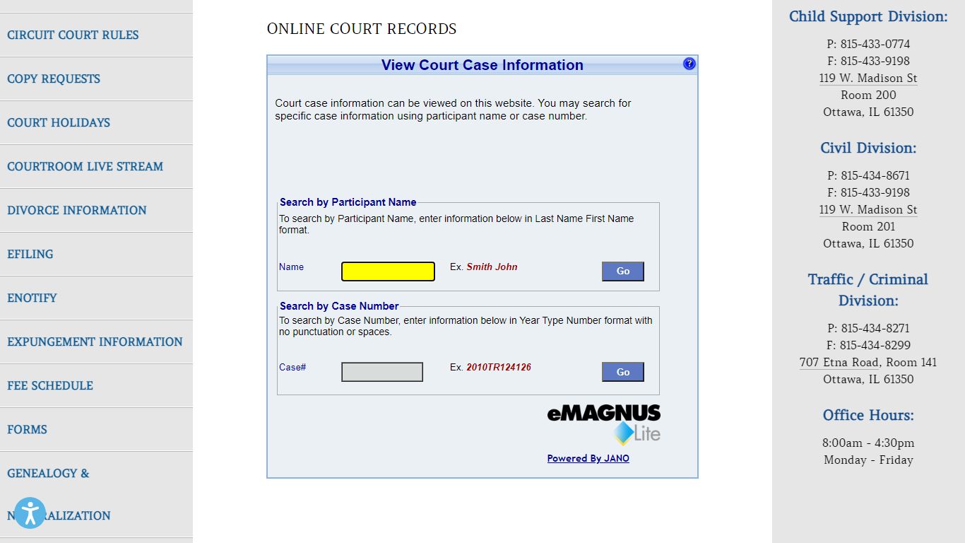 Online Court Records - LaSalle County